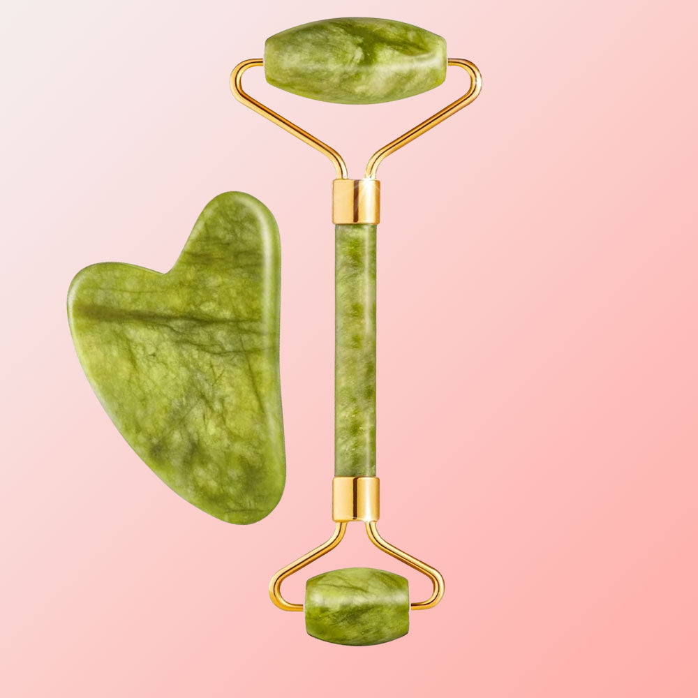 Jade-kasvorulla ja Gua Sha -hierontasetti